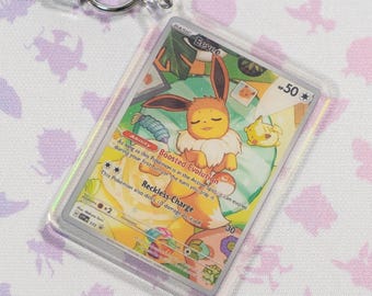 Miniature Eevee Card 173 Promo Prismatic Evolution Pokémon TCG Holographic Acrylic Keychain