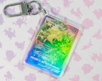 Leafeon ex Rainbow Pokémon TCG Pocket Acrylic Holographic Keychain