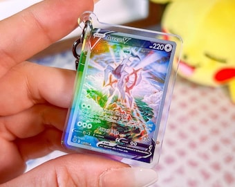 Miniature Arceus V 166 Brilliant Stars Pokémon TCG Card Holographic Acrylic Keychain