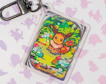 Immersive Eevee Card Acrylic Holographic Keychain TCG Pocket Pokémon TCG Miniature
