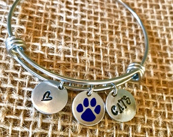 University of KY Jewelry, Kentucky Bangle, Kentucky Jewelry, KY Bangle, Kentucky Bracelet, Hand Stamped KY Jewelry, Cats