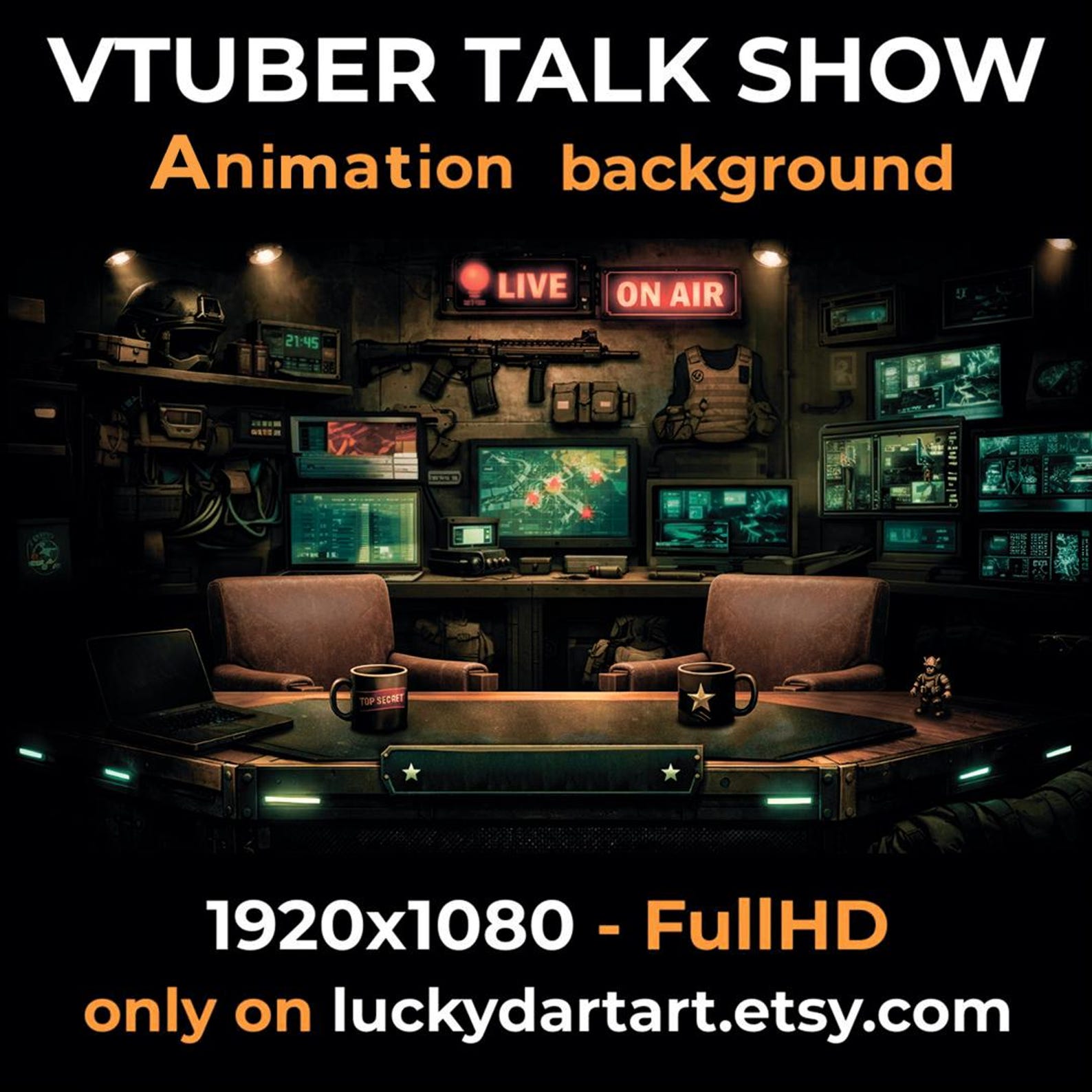 Vtuber Animated Overlay Assets | Tactical Command Center Stream ...