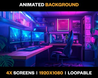 Cozy Lo-Fi Gamer Room Animated Stream Overlay (Digital Download)