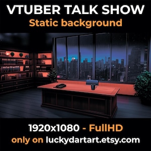 VTuber Talk Show Background: City View Stream Overlay (PNG)