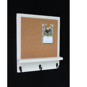 Cork Board Bulletin Board Message Board Key Hooks Key Holder Key Hanger image 1