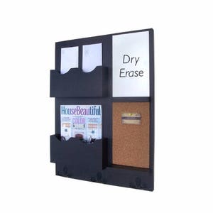 Message Center Mail Organizer Cork Board White Board Key Hooks Wood Wall Hanging Mail Holder Letter Holder Entry Way image 1