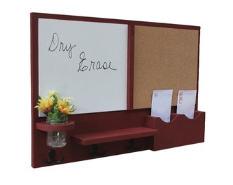 Mail Organizer -  Message Center - Cork Board - White Board -  Coat Rack - Mason Jar - Coat Hooks