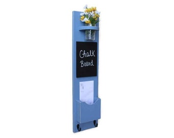 Mail Organizer - Mail Holder - Letter Holder - Mail and Key Holder - Mail Sorter -Key Hooks - Chalkboard