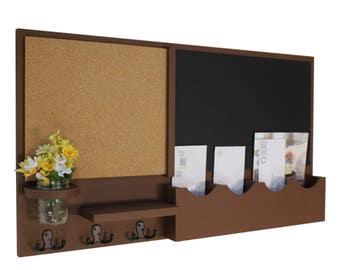 Mail Organizer, Cork Board, Chalkboard, Message Center, Coat Rack, Mason Jar Vase, Solid Wood