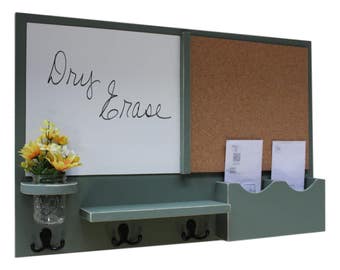 Mail Organizer -  Message Center - Cork Board - White Board -  Coat Rack - Mason Jar - Coat Hooks
