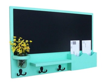 Mail Organizer - Chalkboard Mail Organizer - Large Chalkboard - Mail Holder - Letter Holder - Jar Vase - Organizer - Coat Rack - Wood