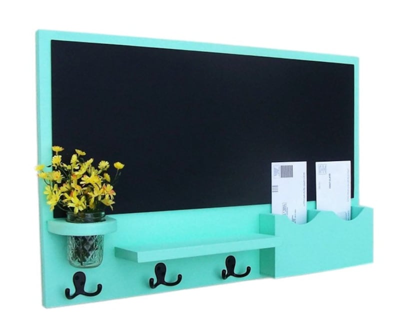 Mail Organizer - Chalkboard Mail Organizer - Large Chalkboard - Mail Holder - Letter Holder - Jar Vase - Organizer - Coat Rack - Wood 