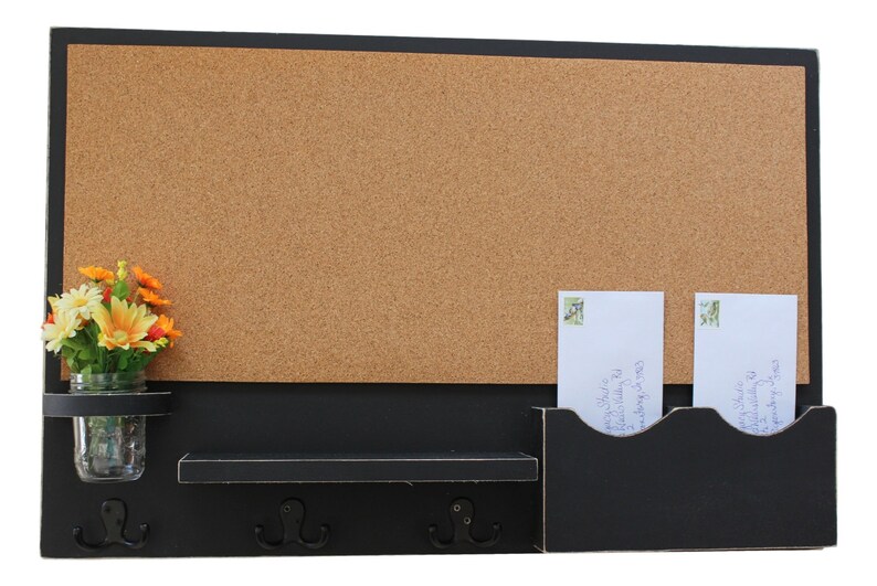 Cork Board Message Center Mail and Key Holder Mason Jar Etsy