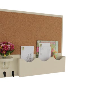 Cork Board Message Center, Mail and Key Holder, Mason Jar, Bulletin Board, Mail Organizer, Letter Holder - Organizer - Key Rack