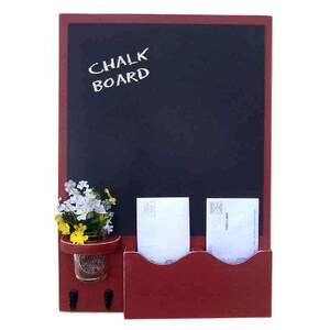 Chalkboard Mail Organizer with Mason jar Wood Letter Holder Mail Holder Key Hooks image 3