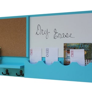 Mail Organizer, Cork Board, White Board, Message Center, Coat Rack Mason Jar Vase, Solid Wood image 3