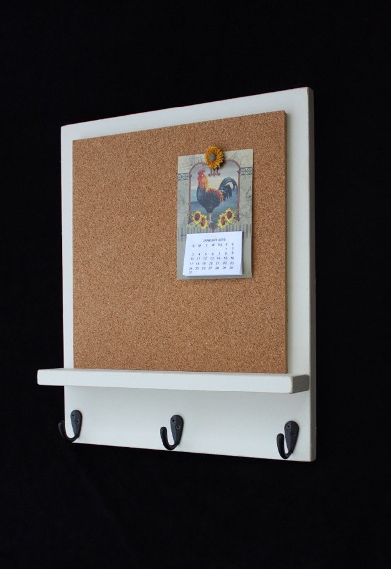 Cork Board Bulletin Board Message Board Key Hooks Key Etsy