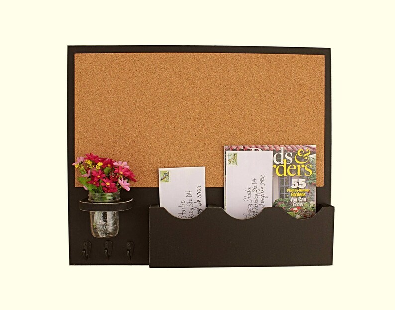 Cork Board Message Center Mail and Key Holder Mason Jar Etsy