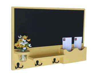 Mail Organizer - Chalkboard Mail Organizer - Large Chalkboard - Mail Holder - Letter Holder - Jar Vase - Organizer - Coat Rack - Wood