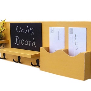 Chalkboard Mail Organizer Coat Rack Mail Holder Letter Holder Chalk board Key Hooks Jar Vase Organizer Coat Rack Wood image 3