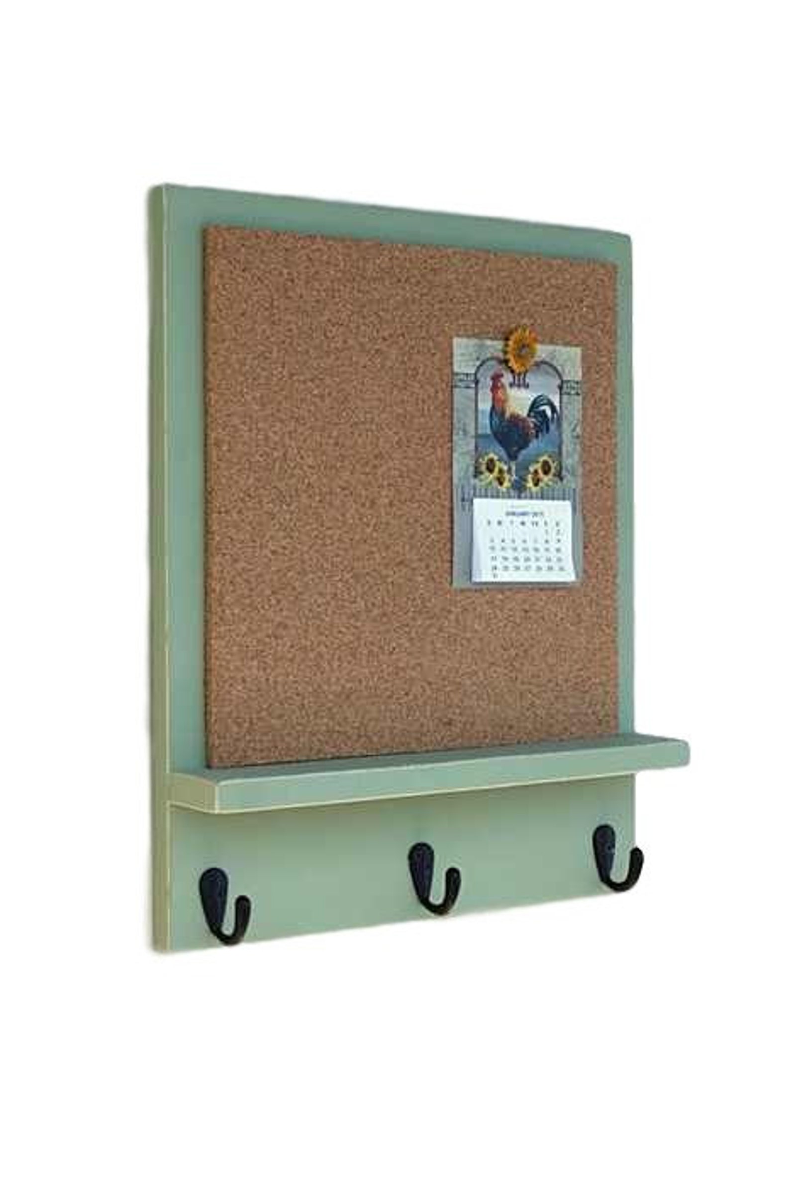 Cork Board Bulletin Board Message Board Key Hooks Key Etsy