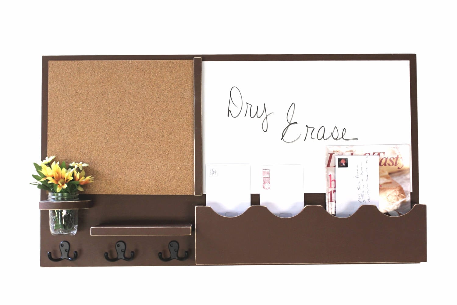 Mail Organizer Cork Board White Board Message Center Coat Etsy