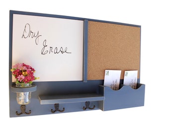 Mail Organizer -  Message Center - Whiteboard - Dry Erase Board - Cork Board -  Coat Rack - Mason Jar - Coat Hooks