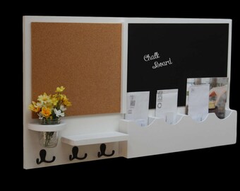 Mail Organizer, Cork Board, Chalkboard, Message Center, Coat Rack, Jar Vase, Solid Wood