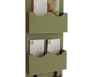 Double Slot Mail Organizer - Mail Sorter - Mail and Key Holder - Magazine Holder