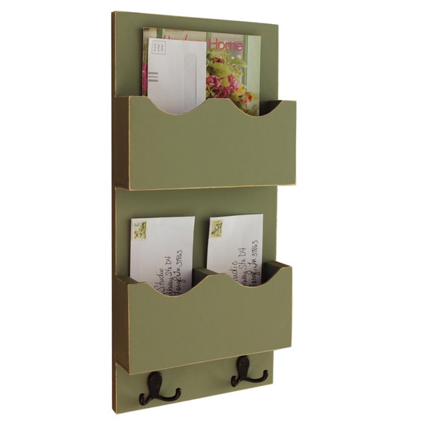 Double Slot Mail Organizer - Mail Sorter - Mail and Key Holder - Magazine Holder