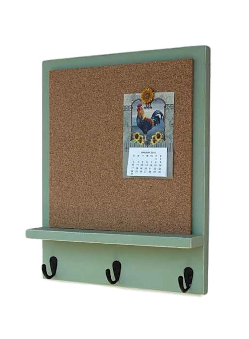 Cork Board Bulletin Board Message Board Key Hooks Key Etsy