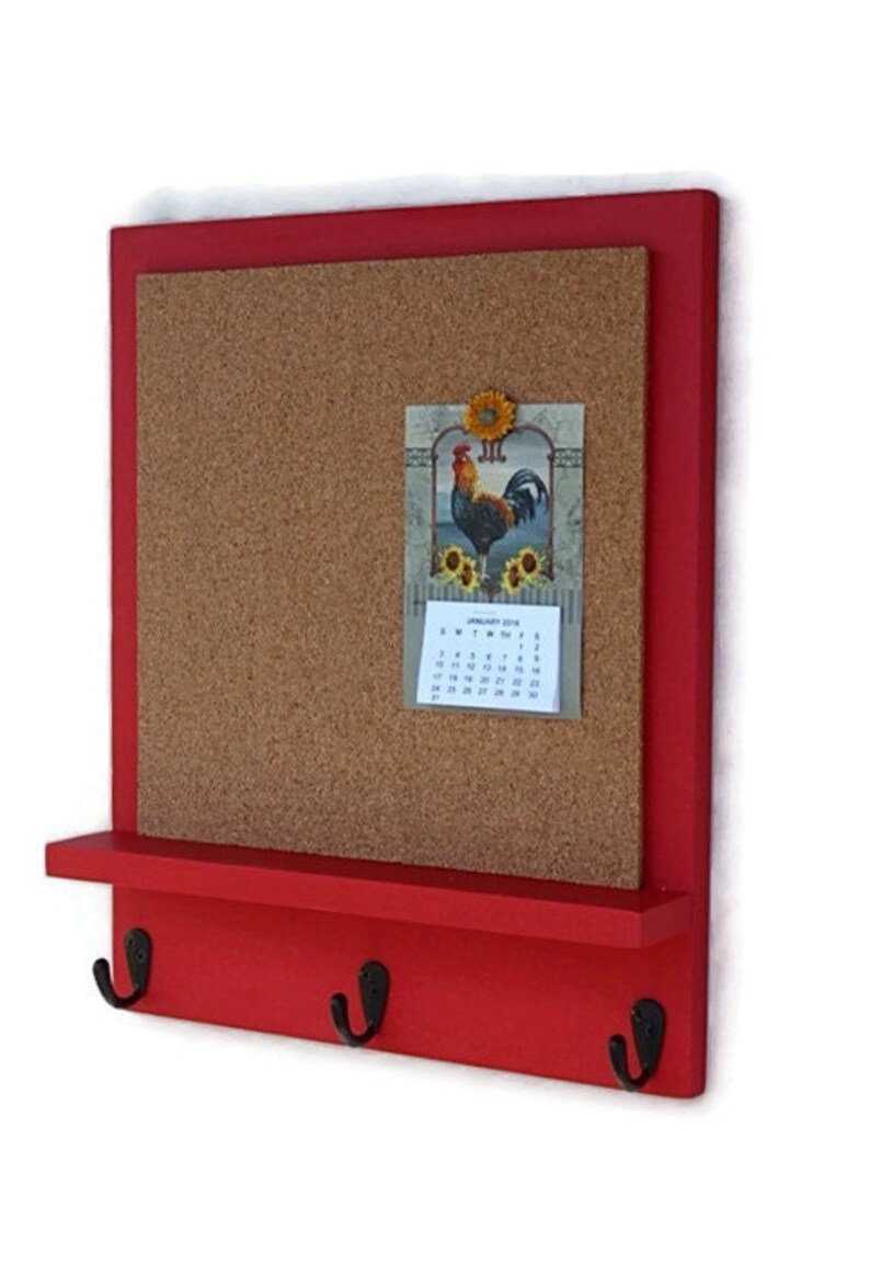 Cork Board Bulletin Board Message Board Key Hooks Key Etsy