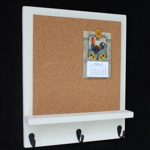 Cork Board Bulletin Board Message Board Key Hooks Key Holder Key Hanger image 2