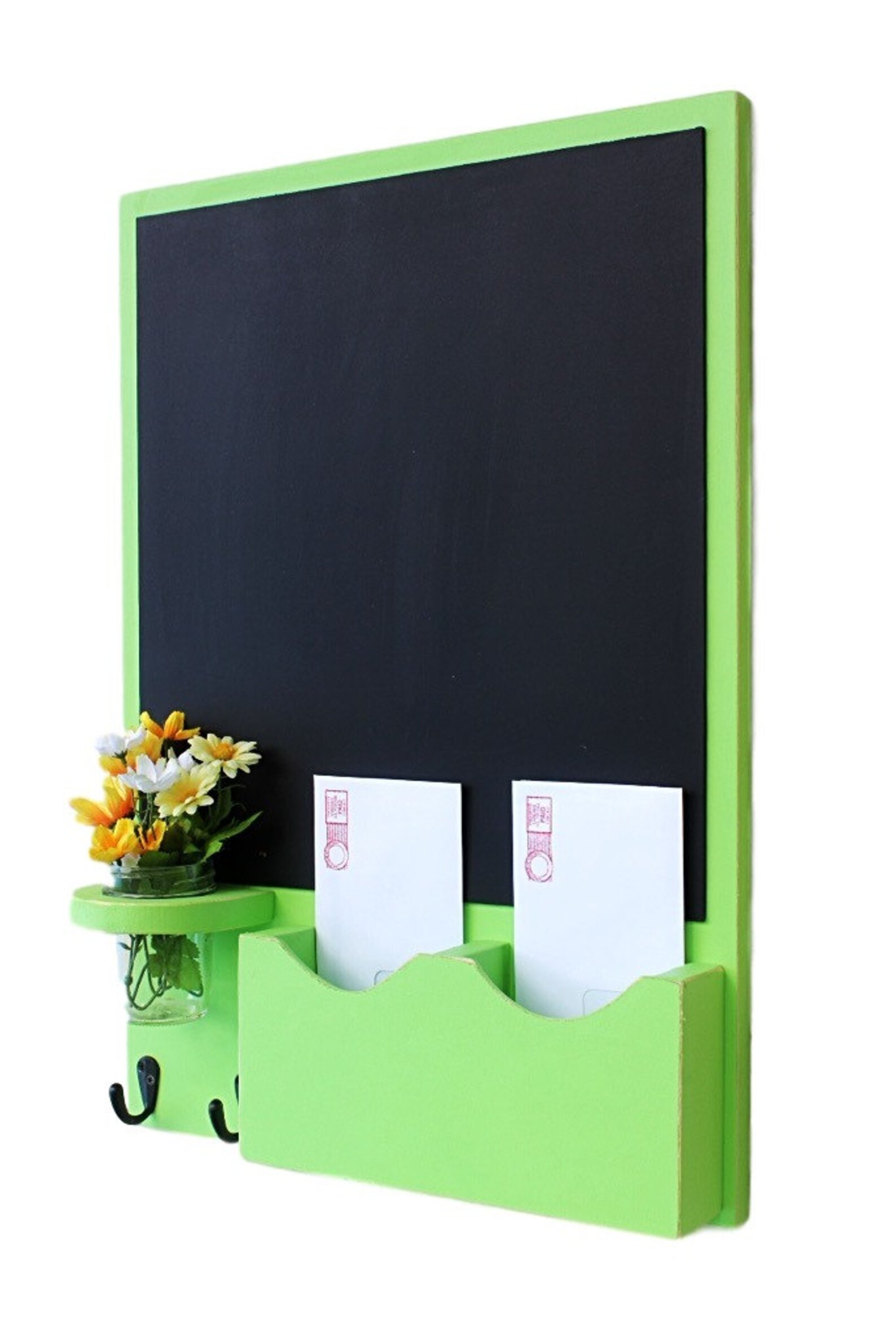 Organizador de correo de pizarra con tarro de albañil Madera | Etsy