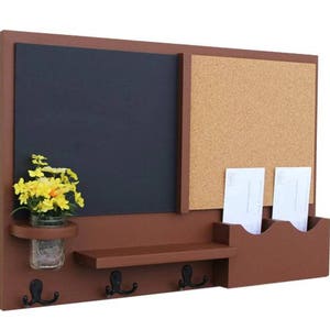 Mail Organizer -  Message Center - Cork Board -  Chalkboard -  Coat Rack - Mason Jar - Coat Hooks