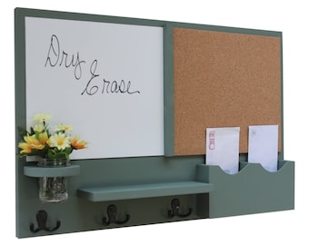 Mail Organizer -  Message Center - Cork Board - White Board -  Coat Rack - Mason Jar - Coat Hooks