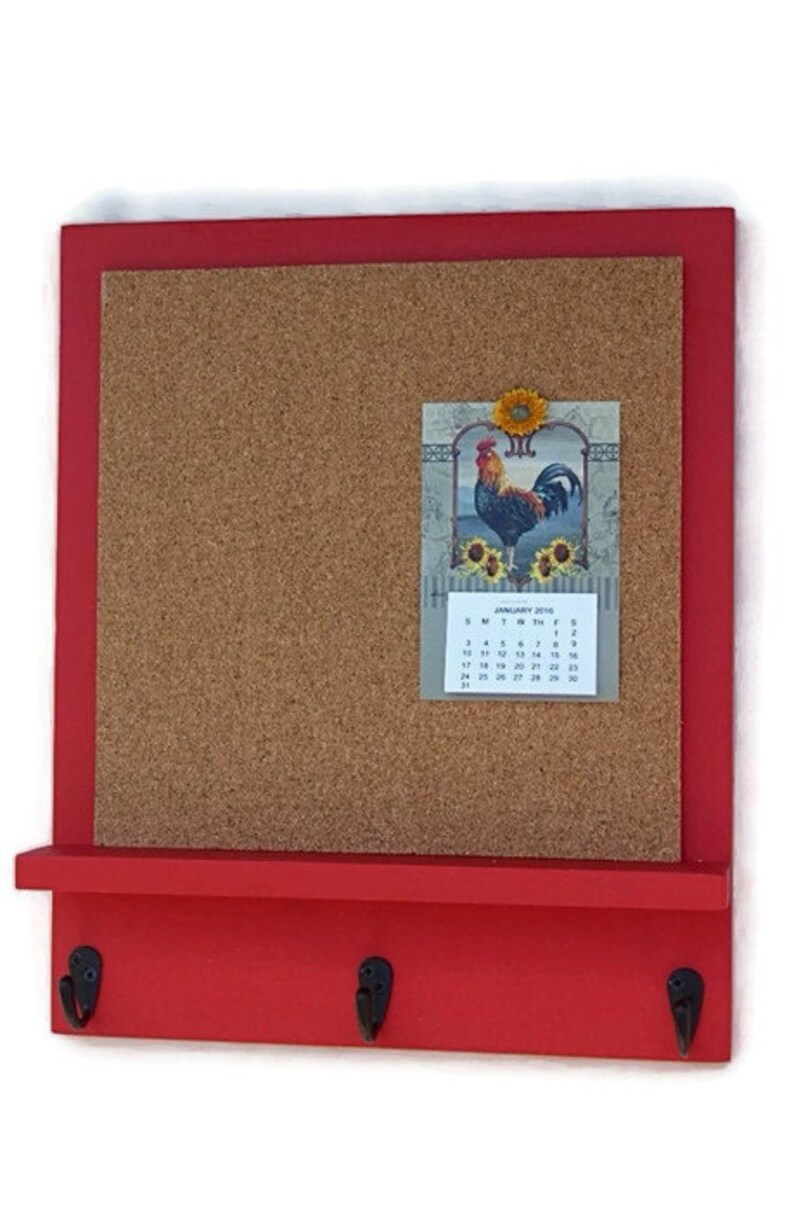 Cork Board Bulletin Board Message Board Key Hooks Key Etsy