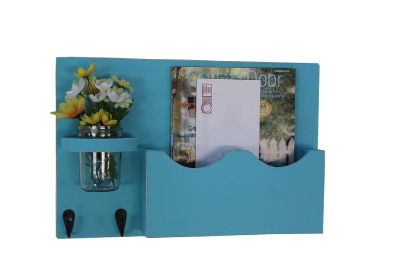 Mail Organizer Mail Holder Letter Holder Large Mail Slot Double Slots Key Hooks Jar Vase Organizer Mail Holder image 1