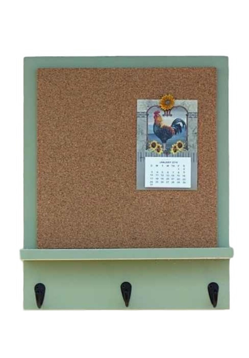 Cork Board Bulletin Board Message Board Key Hooks Key Etsy