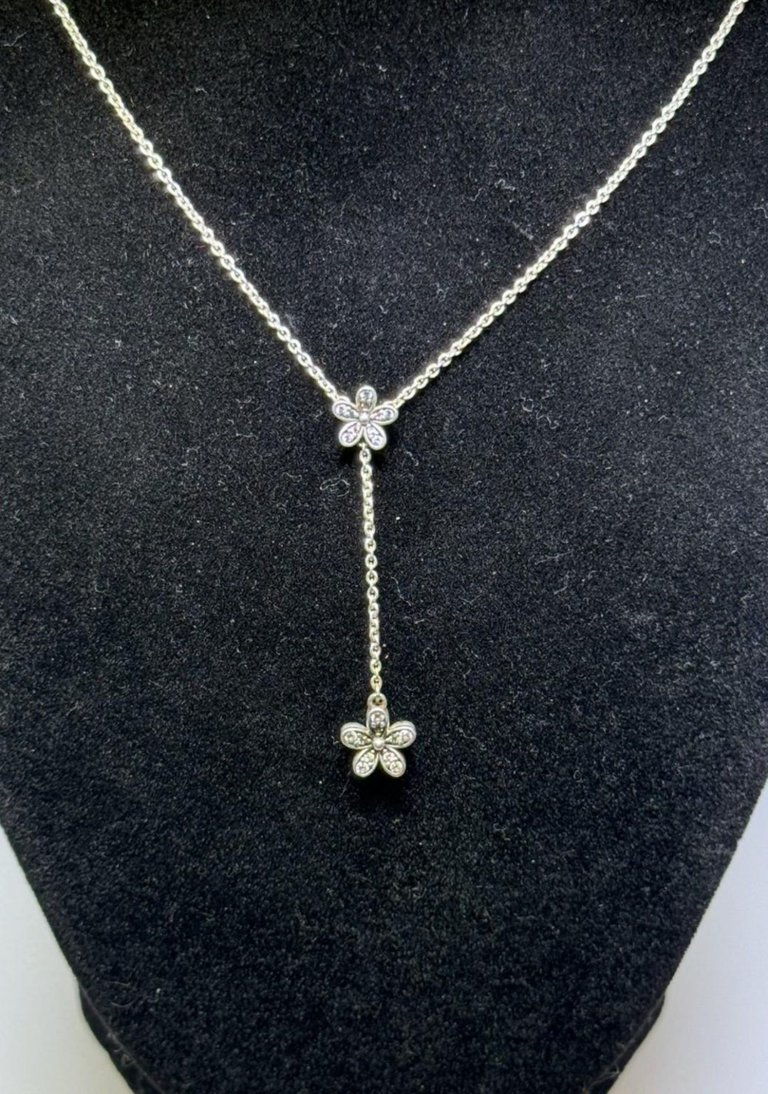 Pandora Sterling Silver Daisy Y Necklace – S925 ALE – Flower Drop