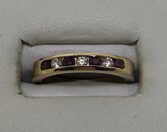 7 ダイヤモンドとルビーの結婚指輪 14 KT ホワイトゴールド 3.00 MM