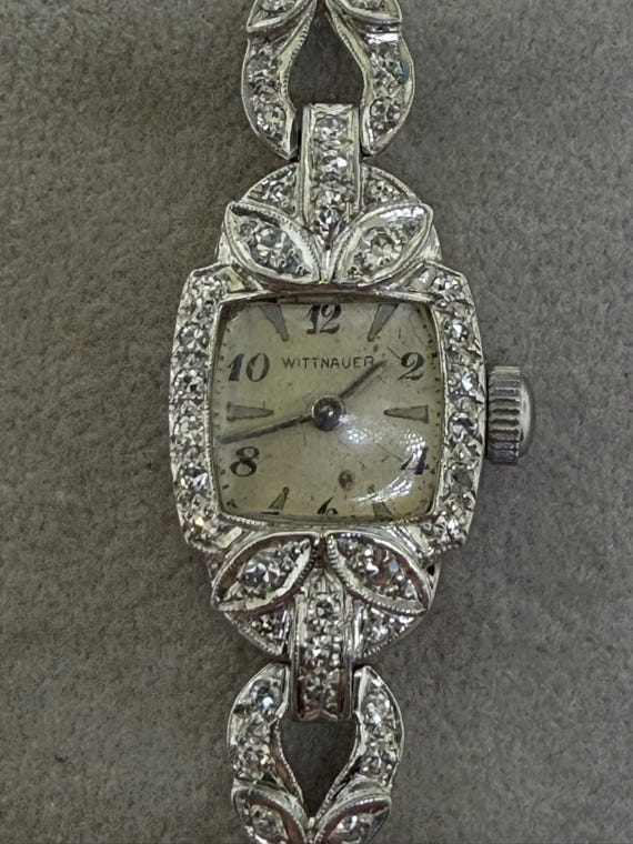 Antique Ladies Wittnauer Platinum & Diamond Watch With 44  display picture 1
