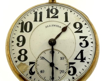 Antique Illinois A. Lincoln 16S 21J Pocket Watch – Model 9 Railroad Grade 1910s
