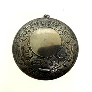 Antique Sterling Silver Compact Case Engraved Floral Art Deco Vintage