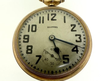 Antiguo reloj de bolsillo de calidad ferroviaria Illinois A. Lincoln 16s 21J de 1915
