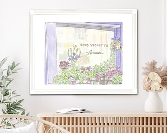 French Flower Shop painting wall art Bois Violette illustration - Paris print