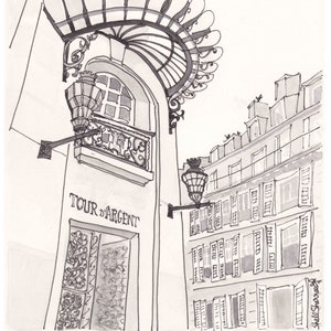French Black and White Architecture Tour d&#39;Argent art print giclee - Paris black and white restaurant