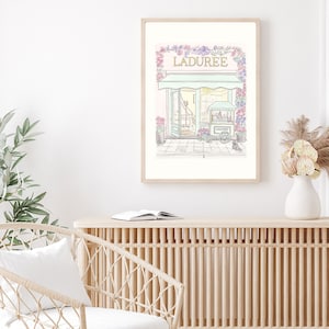 Patisserie Paris art print French Patisserie Flowering with Cart and Cat illustration image 10