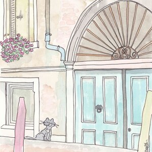 Italy wall art Venice Painting Aqua Doors and Cat