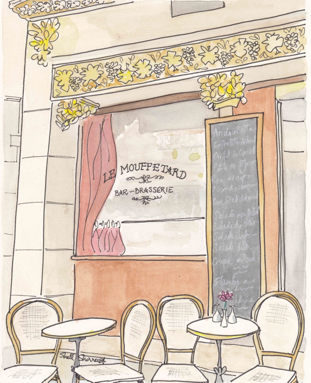 French Cafe Wall Art Print Le Mouffetard Paris Cafe Etsy